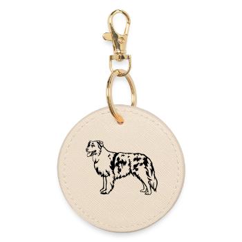 Berger australien - Porte-clés rond - huître - Devant