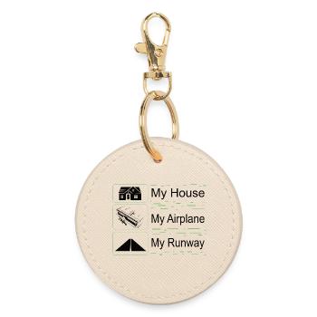 My house, my plane, my runway - Round Keyring - oyster - Front