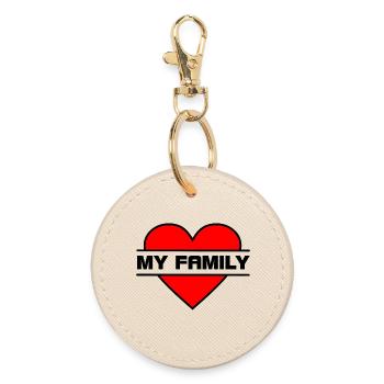 Heart I love my family - Round Keyring - oyster - Front