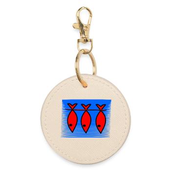 SARDINE. FISH. APRIL FOOL. EASTER. SEA - Round Keyring - oyster - Front