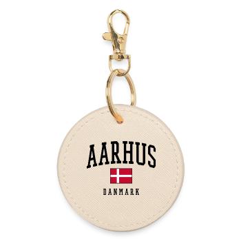 AARHUS DANMARK – Denmark Flag Design - Round Keyring - oyster - Front