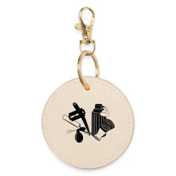 Logo corporate clothing hairdresser - Round Keyring - oyster - Front