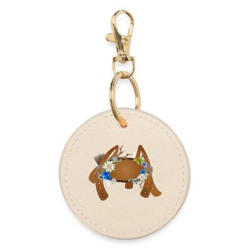 Traditional suspenders of a lederhosen illustration - Round Keyring - oyster - Front