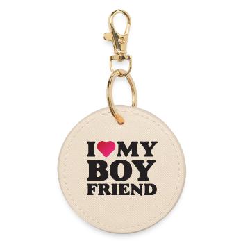 I Love My Boyfriend - Round Keyring - oyster - Front