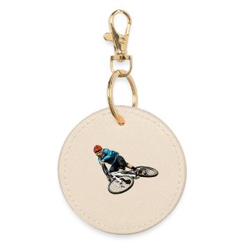 Mountain bikers - Round Keyring - oyster - Front