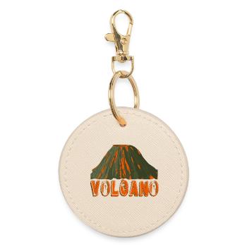 volcano with font - Round Keyring - oyster - Front