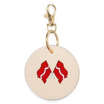 Two flags Latvia - Round Keyring - oyster - Front