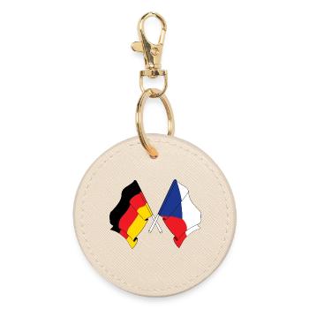 Flagge Deutschlands und Flagge der Tschechischen Republik - Runder Schlüsselanhänger - Auster - Vorne