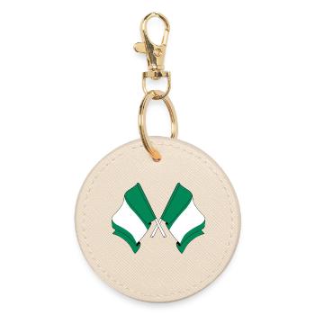 Two flags crossed of Nigeria - Round Keyring - oyster - Front