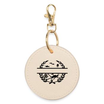 Diver underwater in laurel wreath - Round Keyring - oyster - Front
