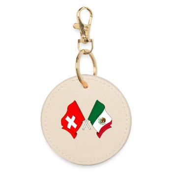 Flag of Switzerland and flag Mexico - Round Keyring - oyster - Front
