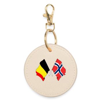 Flag Belgium, flag Norway - Round Keyring - oyster - Front