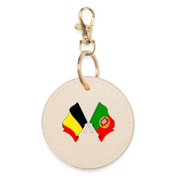 Flag Belgium, flag Portugal - Round Keyring - oyster - Front