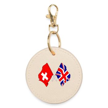 Flagge Schweiz, Flagge England - Runder Schlüsselanhänger - Auster - Vorne