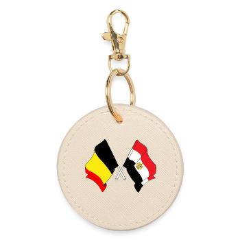 Flag Belgium, flag Egypt - Round Keyring - oyster - Front