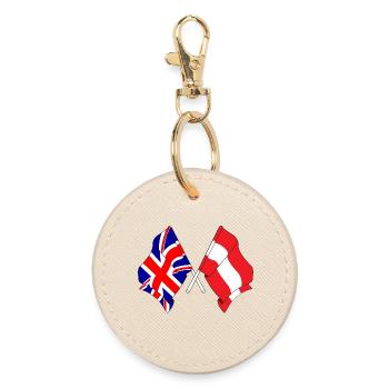 Flagge England, Flagge Österreich - Runder Schlüsselanhänger - Auster - Vorne