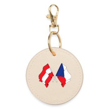 Flag Austria, flag Czech Republic - Round Keyring - oyster - Front