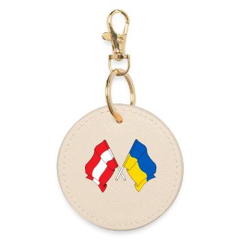 Drapeau Autriche drapeau Ukraine - Porte-clés rond - huître - Devant