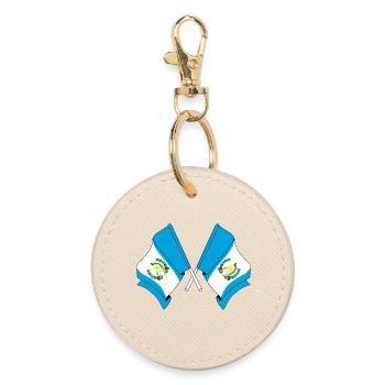 Two flags Guatemala - Round Keyring - oyster - Front
