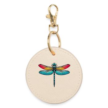 Libelle - Runder Schlüsselanhänger - Auster - Vorne