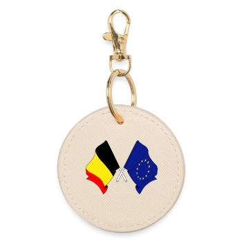 Flag Belgium Europe - Round Keyring - oyster - Front