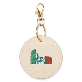 🍝 Italy Colosseum Green Red White Flag - Round Keyring - oyster - Front