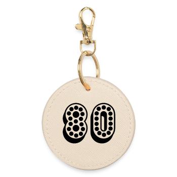 80. 80 YEARS. 80th ANNIVERSARY. 80 YEARS ANNIVERSARY. - Round Keyring - oyster - Front