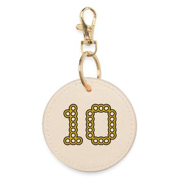 10. 10 JAHRE. 10-JÄHRIGES JUBILÄUM. 10-JÄHRIGES JUBILÄUM. - Runder Schlüsselanhänger - Auster - Vorne