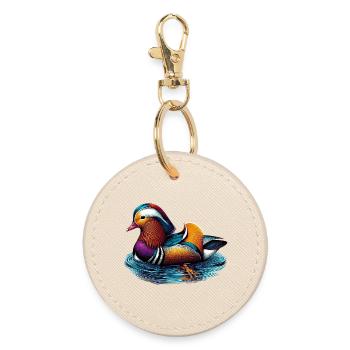 Canard mandarin - Porte-clés rond - huître - Devant