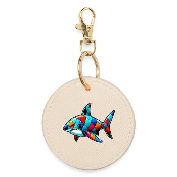 Shark - Round Keyring - oyster - Front