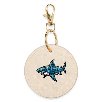 Shark - Round Keyring - oyster - Front