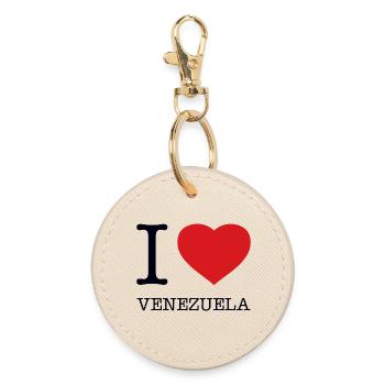 I LOVE VENEZUELA - Round Keyring - oyster - Front