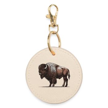 Bison - Round Keyring - oyster - Front