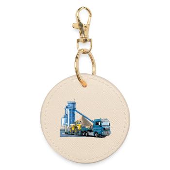 Low-loader in the gravel plant - Round Keyring - oyster - Front