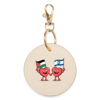 Palestine and Israel Hearts - Round Keyring - oyster - Front