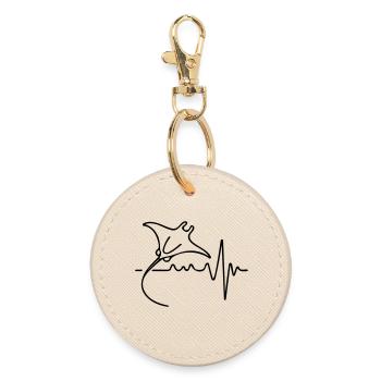 Elegant Manta – Minimalist Ocean Design - Round Keyring - oyster - Front