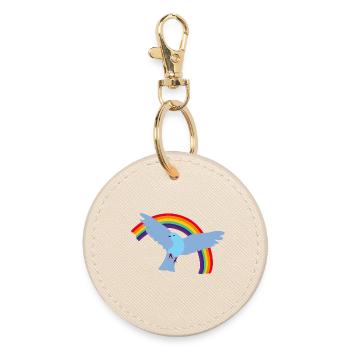 Colombe de la paix avec arc-en-ciel - Porte-clés rond - huître - Devant