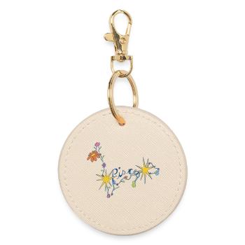 Pisces – Magical Zodiac Flower Illustration - Round Keyring - oyster - Front