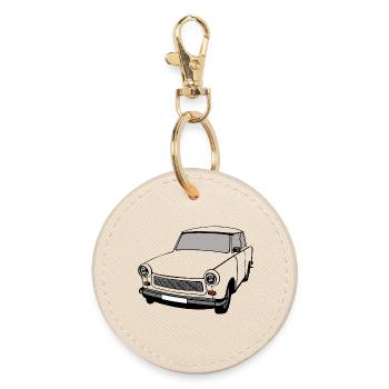  ,Trabi , GDR, Car, GDR, East Germany - Round Keyring - oyster - Front