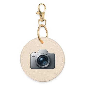 Foto Kamera 3D Icon - Runder Schlüsselanhänger - Auster - Vorne