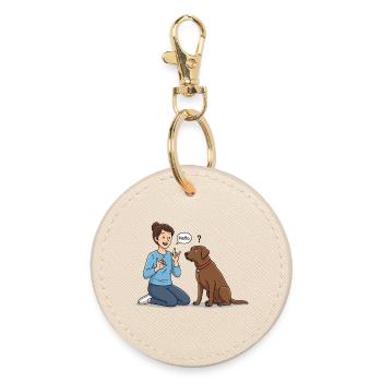 Langue des signes pour chiens – Bonjour ! - Porte-clés rond - huître - Devant