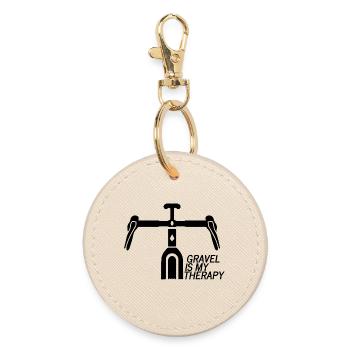 Gravel is my Therapy - Round Keyring - oyster - Front