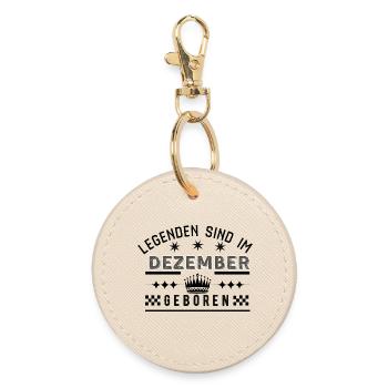 Legends Are Born in December - Birthday - Round Keyring - oyster - Front