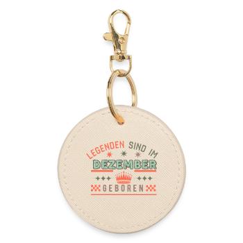 Legends Are Born in December - Birthday - Round Keyring - oyster - Front