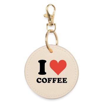 I Love Coffee Quote - Round Keyring - oyster - Front