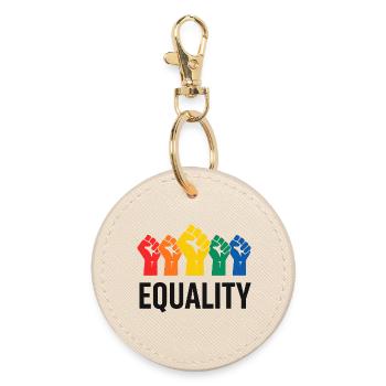 Colorful fists for equality - Round Keyring - oyster - Front