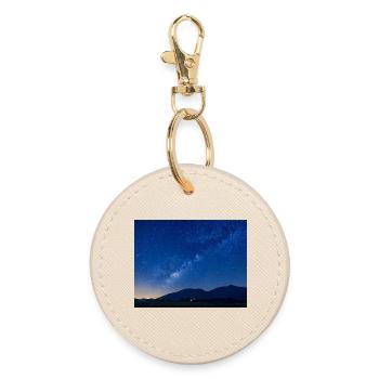 Sternenhimmel Nacht Berg - Runder Schlüsselanhänger - Auster - Vorne