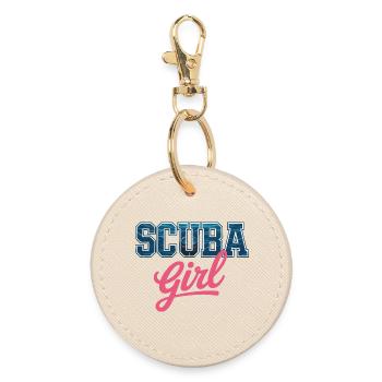 Scuba Girl Tauch-Design - Runder Schlüsselanhänger - Auster - Vorne