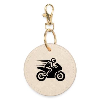 Moto de course Moto Moto Machine de course - Porte-clés rond - huître - Devant