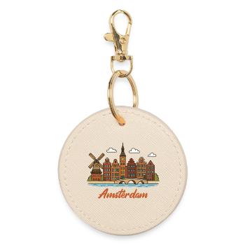 Charming Amsterdam cityscape - Round Keyring - oyster - Front